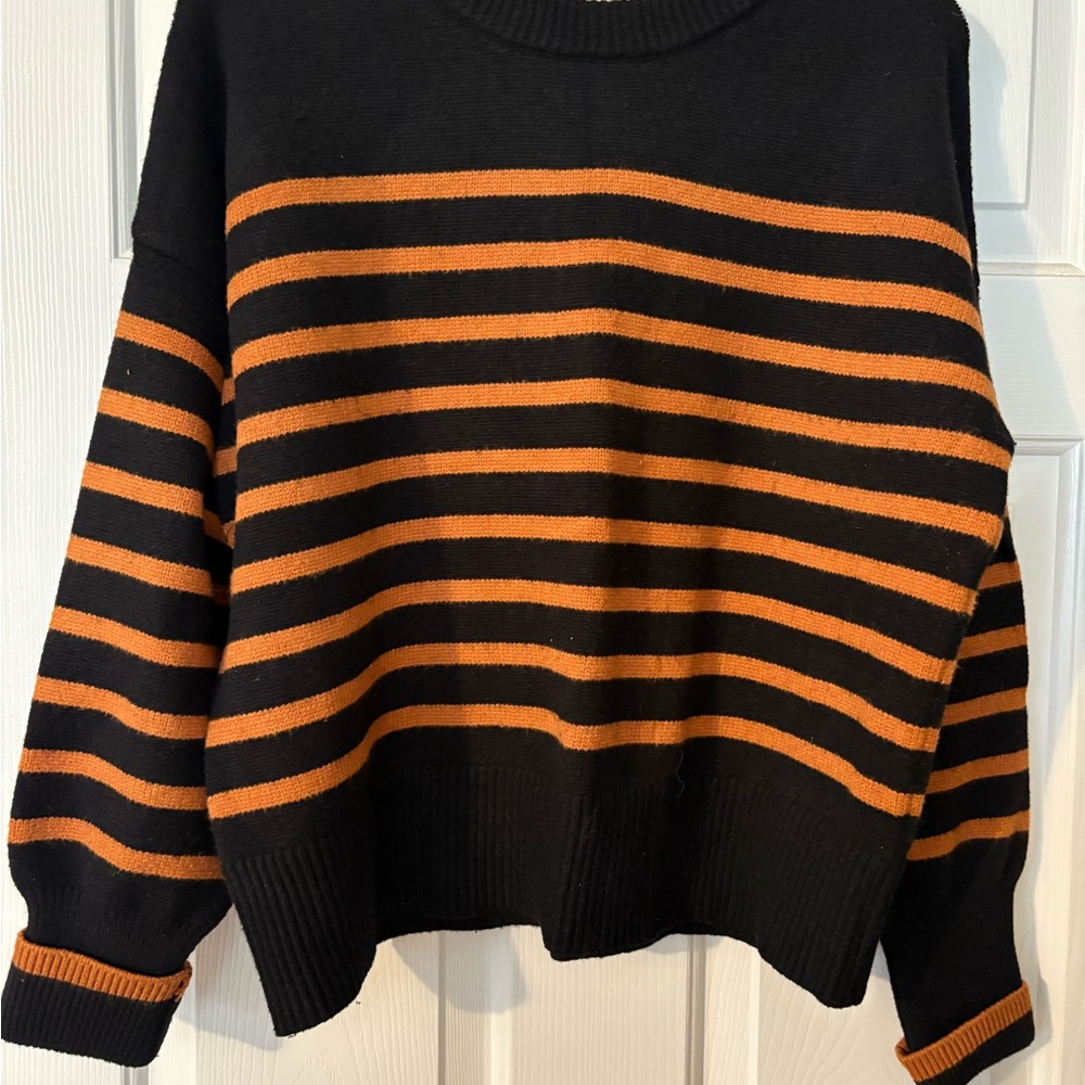 Philosophy Black and Orange Striped Sweater